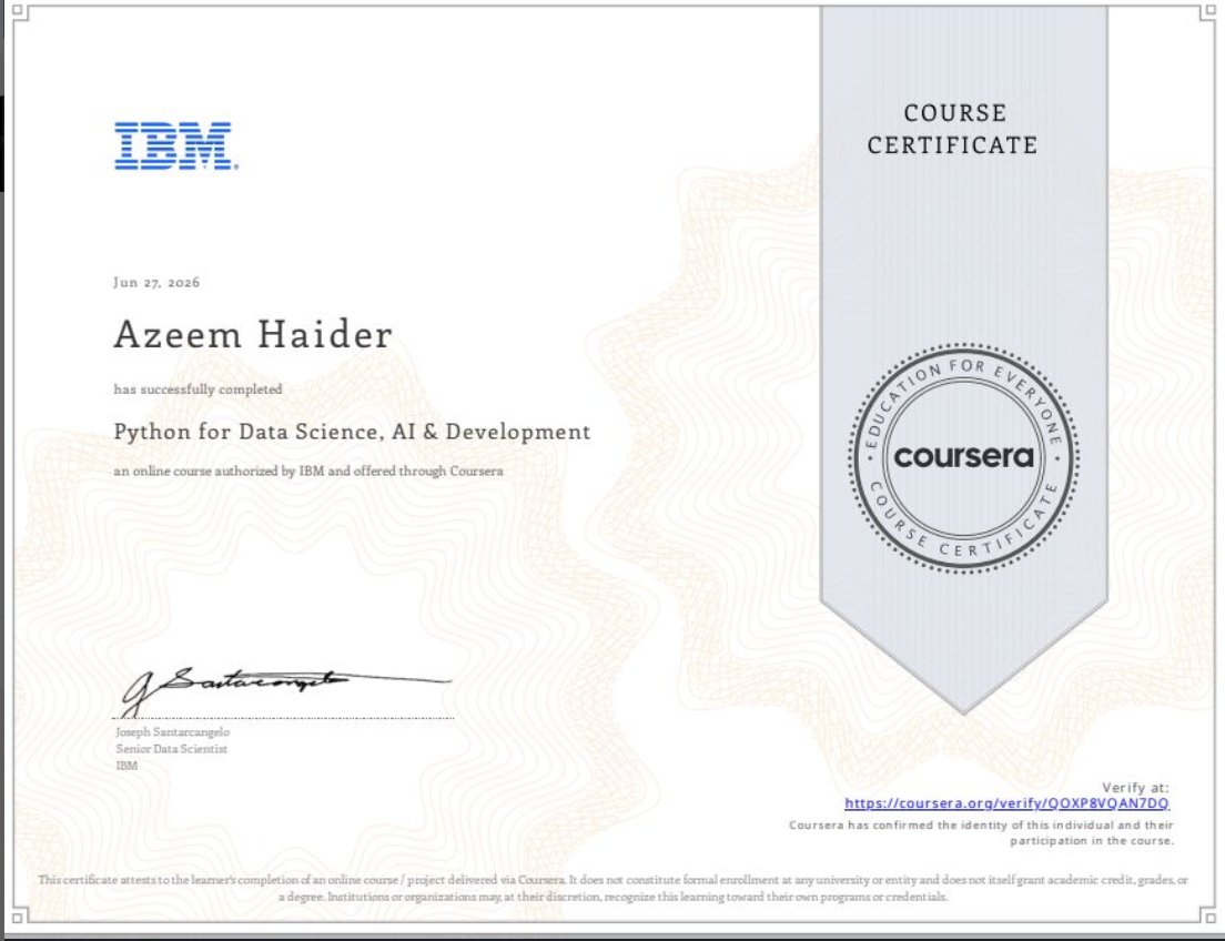 Python for Data Science, AI & Development