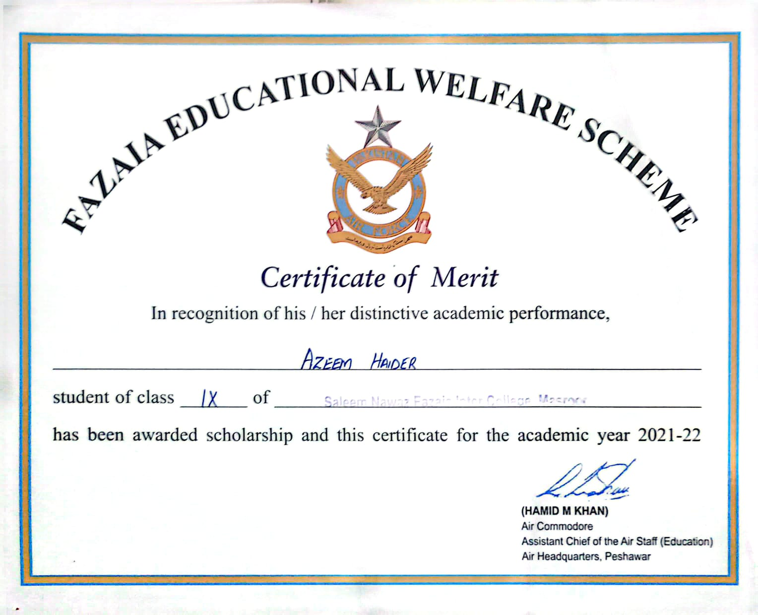 Certificate of Merit