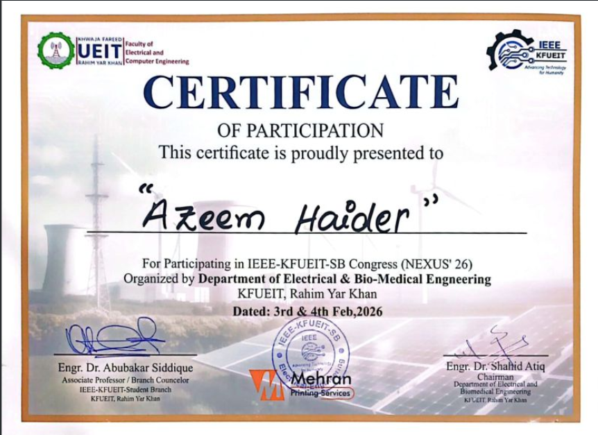Certificate of Appreciation